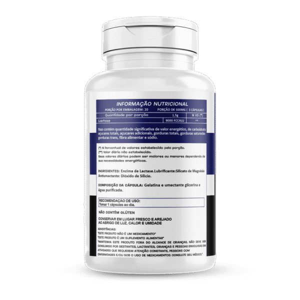 Enzima Lactase 60 cápsulas 500mg Hionutri - Imagem 2
