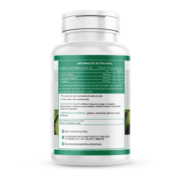 Ora-Pro-Nóbis + Cúrcuma e Gengibre 500 mg - Imagem 2