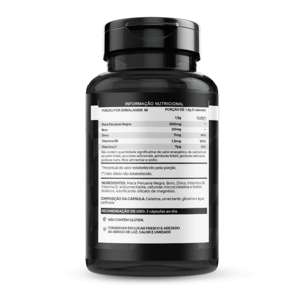 Maca Peruana Negra Com Boro 120 Cáps 500mg - Imagem 2