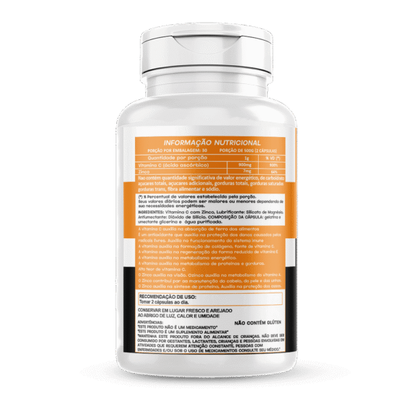 Vitamina C com zinco 60 500mg Hionutri - Imagem 2
